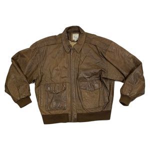 womens tan genuine leather jacket by John Weitz